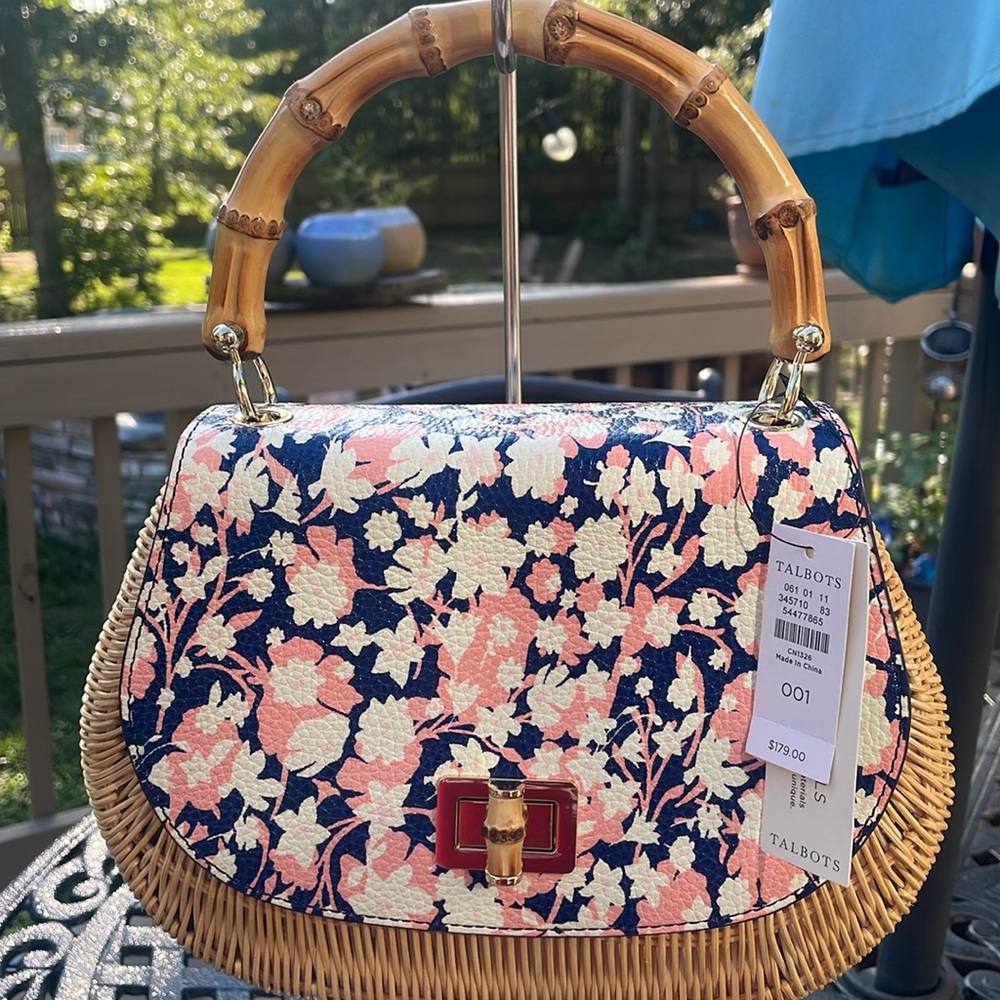 NWT. Talbots bag. Bamboo handle, beautiful basket weave style. Classic beauty.